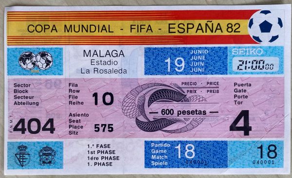 1982 ORIGINAL WORLD CUP UNUSED TICKET NEW ZEALAND V SOVIET UNION @MALAGA