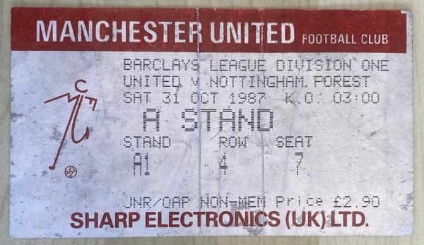 1987/88 ORIGINAL DIVISION ONE TICKET MANCHESTER UNITED V NOTTINGHAM FOREST