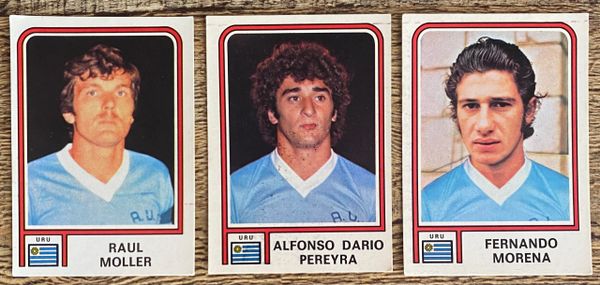 3X 1978 ARGENTINA WORLD CUP PANINI ORIGINAL UNUSED STICKERS URUGUAY PLAYERS