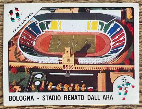 1990 ITALY WORLD CUP PANINI ORIGINAL UNUSED STICKER HOST STADIUM BOLOGNA RENATO DALL'ARA 24