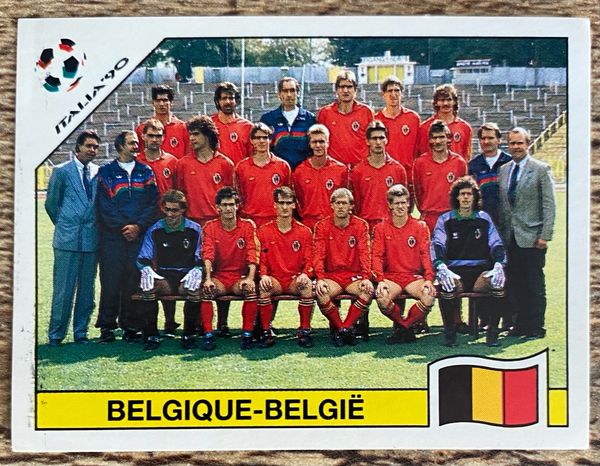 1990 ITALY WORLD CUP PANINI ORIGINAL UNUSED STICKER TEAM GROUP BELGIUM 328