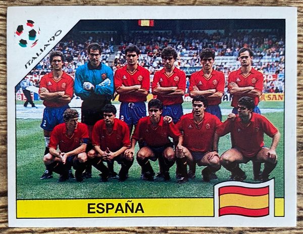 1990 ITALY WORLD CUP PANINI ORIGINAL UNUSED STICKER TEAM GROUP SPAIN 347