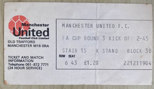 1976/77 ORIGINAL FA CUP 3RD ROUND TICKET MANCHESTER UNITED V WALSALL