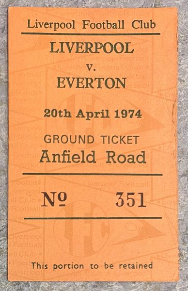 1973/74 ORIGINAL DIVISION ONE TICKET LIVERPOOL V EVERTON