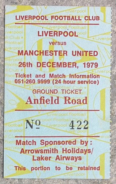 1979/80 ORIGINAL DIVISION ONE TICKET LIVERPOOL V MANCHESTER UNITED