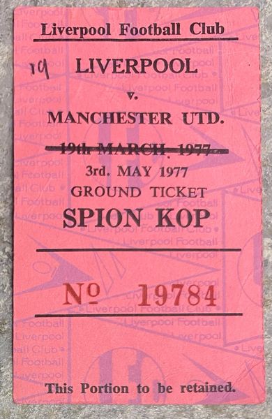 1976/77 ORIGINAL DIVISION ONE TICKET LIVERPOOL V MANCHESTER UNITED