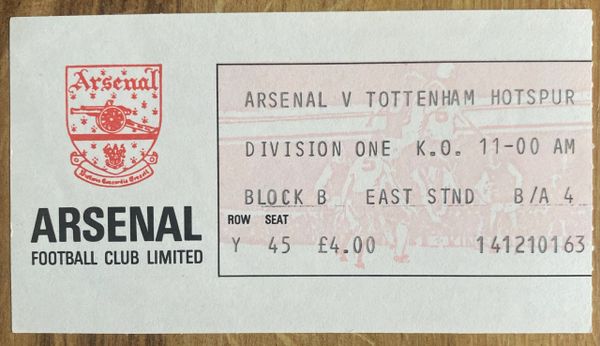 1982/83 ORIGINAL DIVISION ONE TICKET ARSENAL V TOTTENHAM HOTSPUR