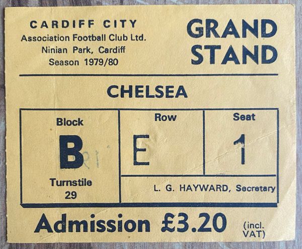 1979/80 ORIGINAL DIVISION TWO TICKET CARDIFF CITY V CHELSEA