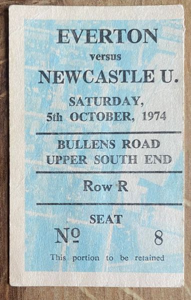 1974/75 ORIGINAL DIVISION ONE TICKET EVERTON V NEWCASTLE UNITED