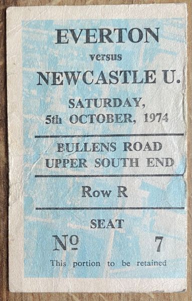 1974/75 ORIGINAL DIVISION ONE TICKET EVERTON V NEWCASTLE UNITED