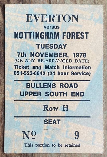 1978/79 ORIGINAL LEAGUE CUP 4TH ROUND TICKET EVERTON V NOTTINGHAM FOREST