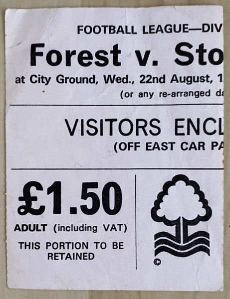 1979/80 ORIGINAL DIVISION ONE TICKET NOTTINGHAM FOREST V STOKE CITY (VISITORS ENCLOSURE)