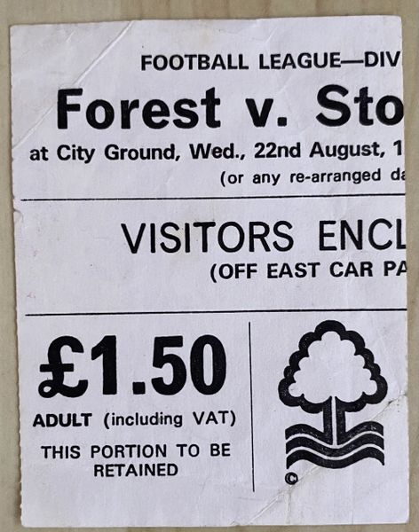 1979/80 ORIGINAL DIVISION ONE TICKET NOTTINGHAM FOREST V STOKE CITY (VISITORS ENCLOSURE)