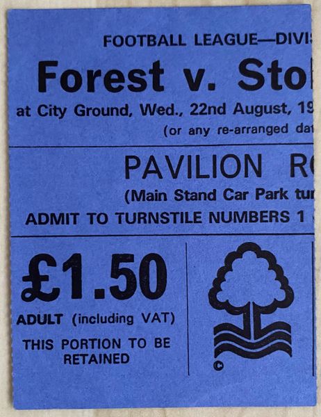 1979/80 ORIGINAL DIVISION ONE TICKET NOTTINGHAM FOREST V STOKE CITY