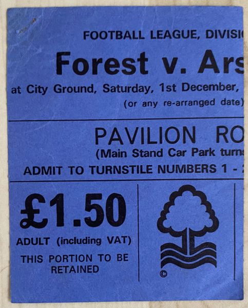 1979/80 ORIGINAL DIVISION ONE TICKET NOTTINGHAM FOREST V ARSENAL