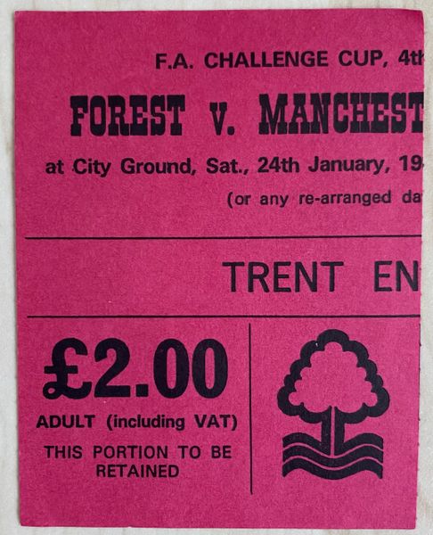 1977/78 ORIGINAL FA CUP 4TH ROUND TICKET NOTTINGHAM FOREST V MANCHESTER CITY