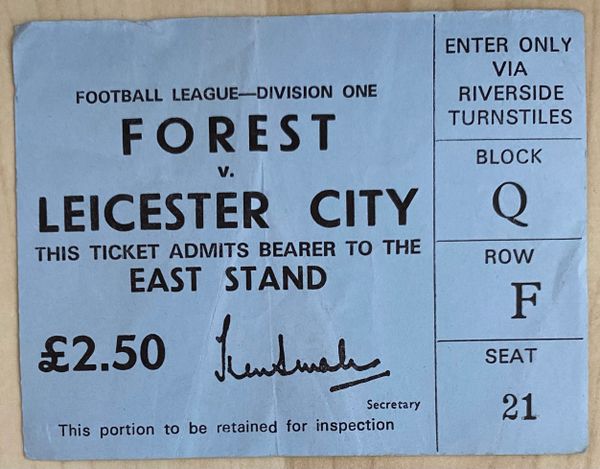 1977/78 ORIGINAL DIVISION ONE TICKET NOTTINGHAM FOREST V LEICESTER CITY