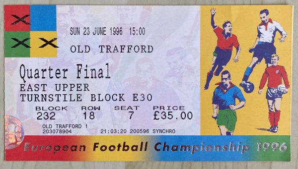 1996 ORIGINAL EURO 96 QUARTER FINAL TICKET GERMANY V CROATIA @OLD TRAFFORD MANCHESTER