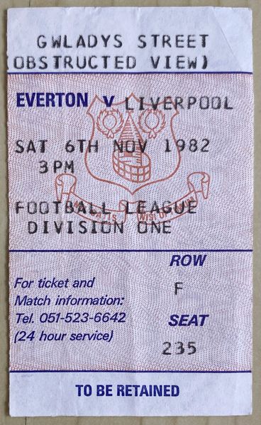 1982/83 ORIGINAL DIVISION ONE TICKET EVERTON V LIVERPOOL