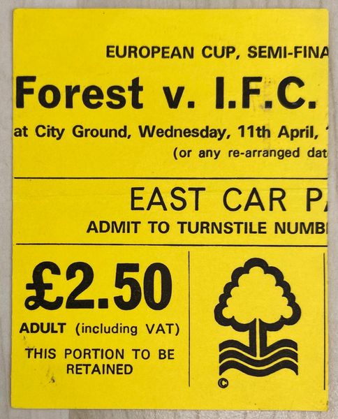 1978/79 ORIGINAL EUROPEAN CUP SEMI FINAL 1ST LEG TICKET NOTTINGHAM FOREST V IFC COLOGNE
