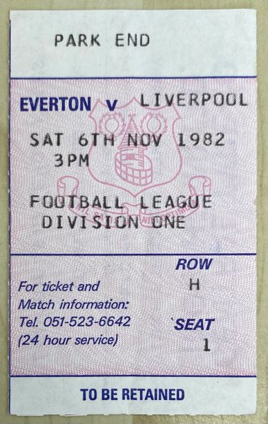 1982/83 ORIGINAL DIVISION ONE TICKET EVERTON V LIVERPOOL (LIVERPOOL ALLOCATION)