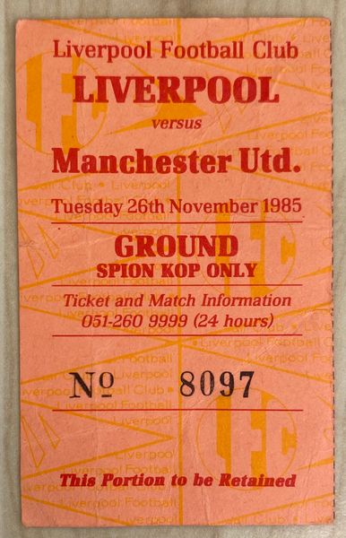 1985/86 ORIGINAL MILK CUP 4TH ROUND TICKET LIVERPOOL V MANCHESTER UNITED