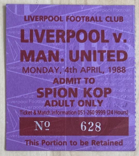 1987/88 ORIGINAL DIVISION ONE TICKET LIVERPOOL V MANCHESTER UNITED