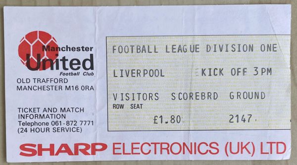 1983/84 ORIGINAL DIVISION ONE TICKET MANCHESTER UNITED V LIVERPOOL (LIVERPOOL ALLOCATION)