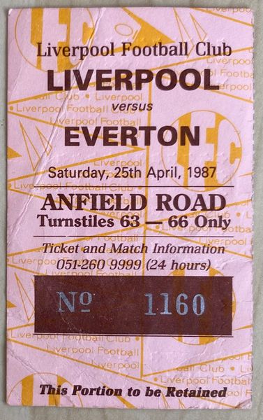 1986/87 ORIGINAL DIVISION ONE TICKET LIVERPOOL V EVERTON (EVERTON ALLOCATION)