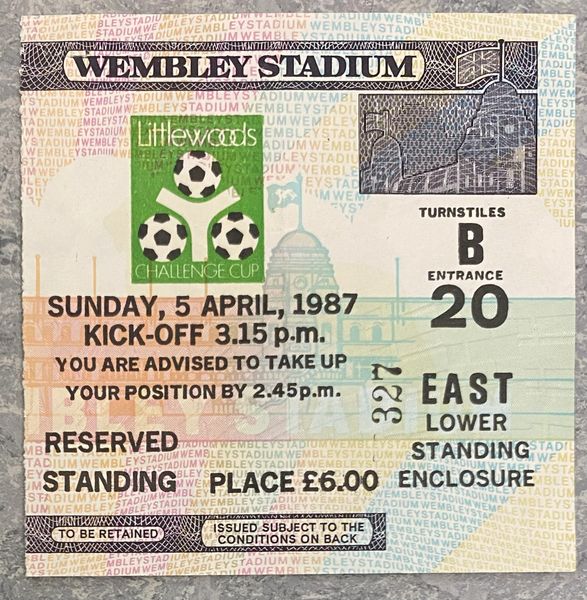 1987 ORIGINAL LITTLEWOODS LEAGUE CUP FINAL TICKET ARSENAL V LIVERPOOL (ARSENAL ALLOCATION)