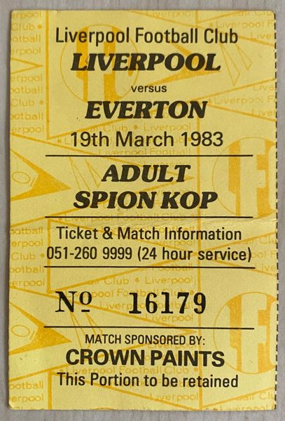 1982/83 ORIGINAL DIVISION ONE TICKET LIVERPOOL V EVERTON