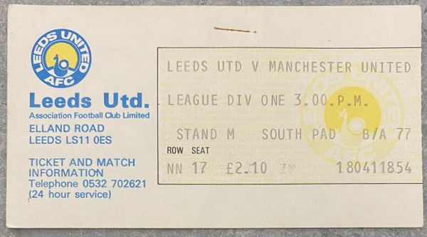 1979/80 ORIGINAL DIVISION ONE TICKET LEEDS UNITED V MANCHESTER UNITED