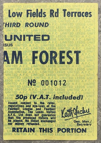 1979/80 ORIGINAL FA CUP 3RD ROUND TICKET LEEDS UNITED V NOTTINGHAM FOREST