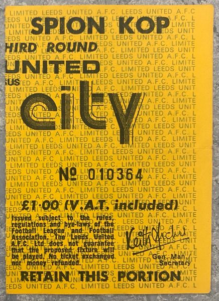 1977/78 ORIGINAL FA CUP 3RD ROUND TICKET LEEDS UNITED V MANCHESTER CITY