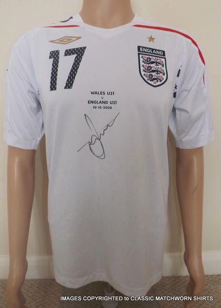 2008 ENGLAND UNDER 21 MATCH WORN UMBRO AWAY SHIRT MATT DERBYSHIRE V WALES #17