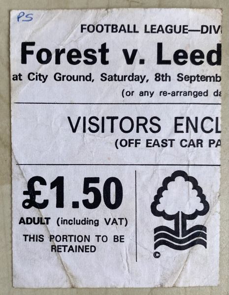 1979/80 ORIGINAL DIVISION ONE TICKET NOTTINGHAM FOREST V LEEDS UNITED (VISITORS ENCLOSURE)