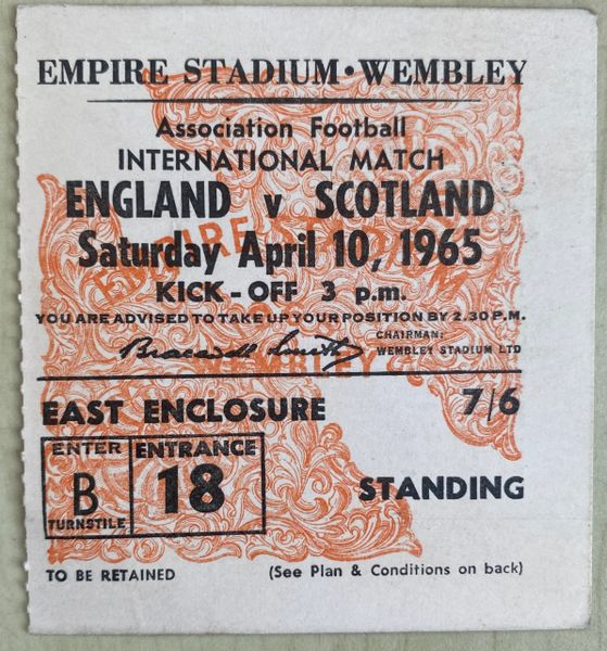 1965 ORIGINAL BRITISH HOME INTERNATIONAL CHAMPIONSHIP TICKET ENGLAND V SCOTLAND @WEMBLEY