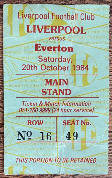 1984/85 ORIGINAL DIVISION ONE TICKET LIVERPOOL V EVERTON