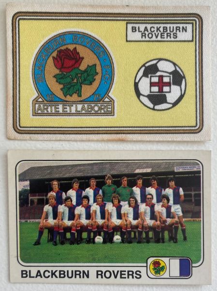 2X 1979 ORIGINAL UNUSED PANINI FOOTBALL 79 STICKERS BLACKBURN ROVERS BADGE AND TEAM GROUP