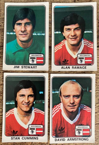 4X 1979 ORIGINAL UNUSED PANINI FOOTBALL 79 STICKERS MIDDLESBROUGH PLAYERS