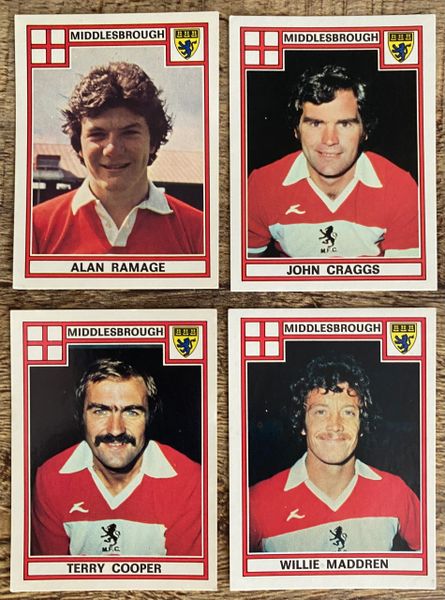 4X 1978 ORIGINAL UNUSED PANINI FOOTBALL 78 STICKERS MIDDLESBROUGH PLAYERS