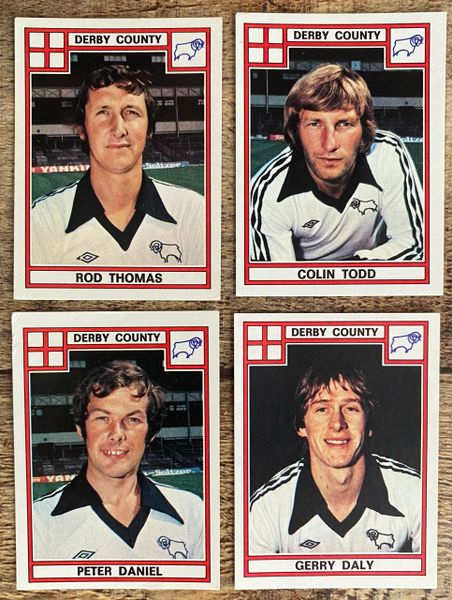 4X 1978 ORIGINAL UNUSED PANINI FOOTBALL 78 STICKERS DERBY COUNTY PLAYERS