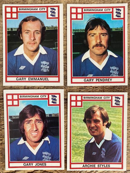 4X 1978 ORIGINAL UNUSED PANINI FOOTBALL 78 STICKERS BIRMINGHAM CITY PLAYERS