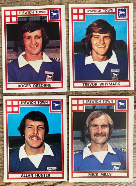 4X 1978 ORIGINAL UNUSED PANINI FOOTBALL 78 STICKERS IPSWICH TOWN PLAYERS