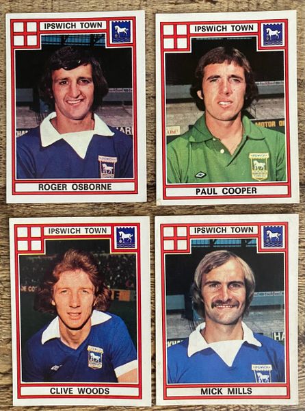 4X 1978 ORIGINAL UNUSED PANINI FOOTBALL 78 STICKERS IPSWICH TOWN PLAYERS