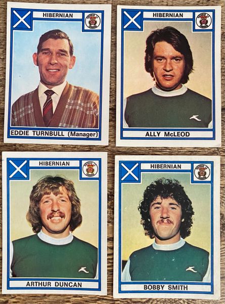 4X 1978 ORIGINAL UNUSED PANINI FOOTBALL 78 STICKERS HIBERNIAN PLAYERS