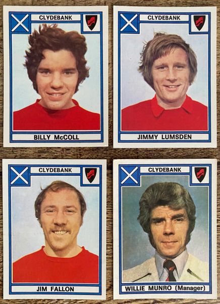 4X 1978 ORIGINAL UNUSED PANINI FOOTBALL 78 STICKERS CLYDEBANK PLAYERS