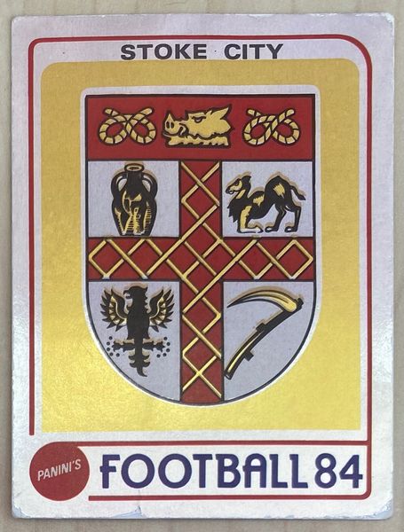 1984 ORIGINAL UNUSED PANINI FOOTBALL 84 STICKER STOKE CITY BADGE 264