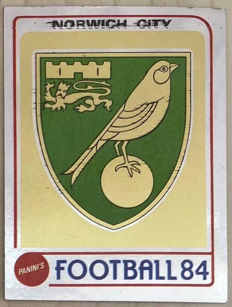 1984 ORIGINAL UNUSED PANINI FOOTBALL 84 STICKER NORWICH CITY BADGE 166