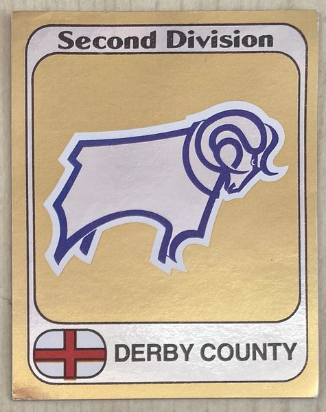 1982 ORIGINAL UNUSED PANINI FOOTBALL 82 STICKER DERBY COUNTY BADGE 349